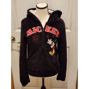 Youth Disney Black Mickey Mouse Zippered Sweatshirt Size Medium